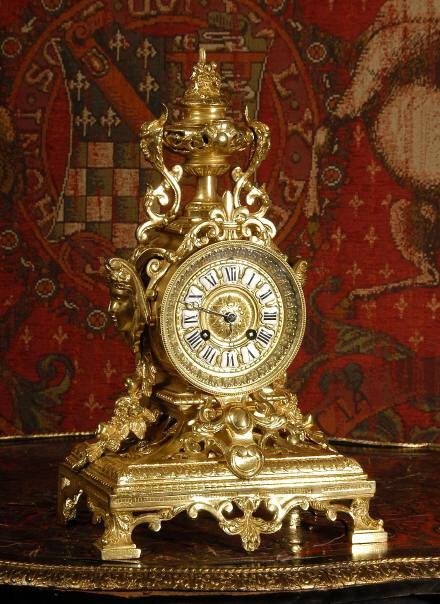 fig 2. ***** SOLD ***** Antique Brass Drum Head Table Clock. French - Circa 1880.